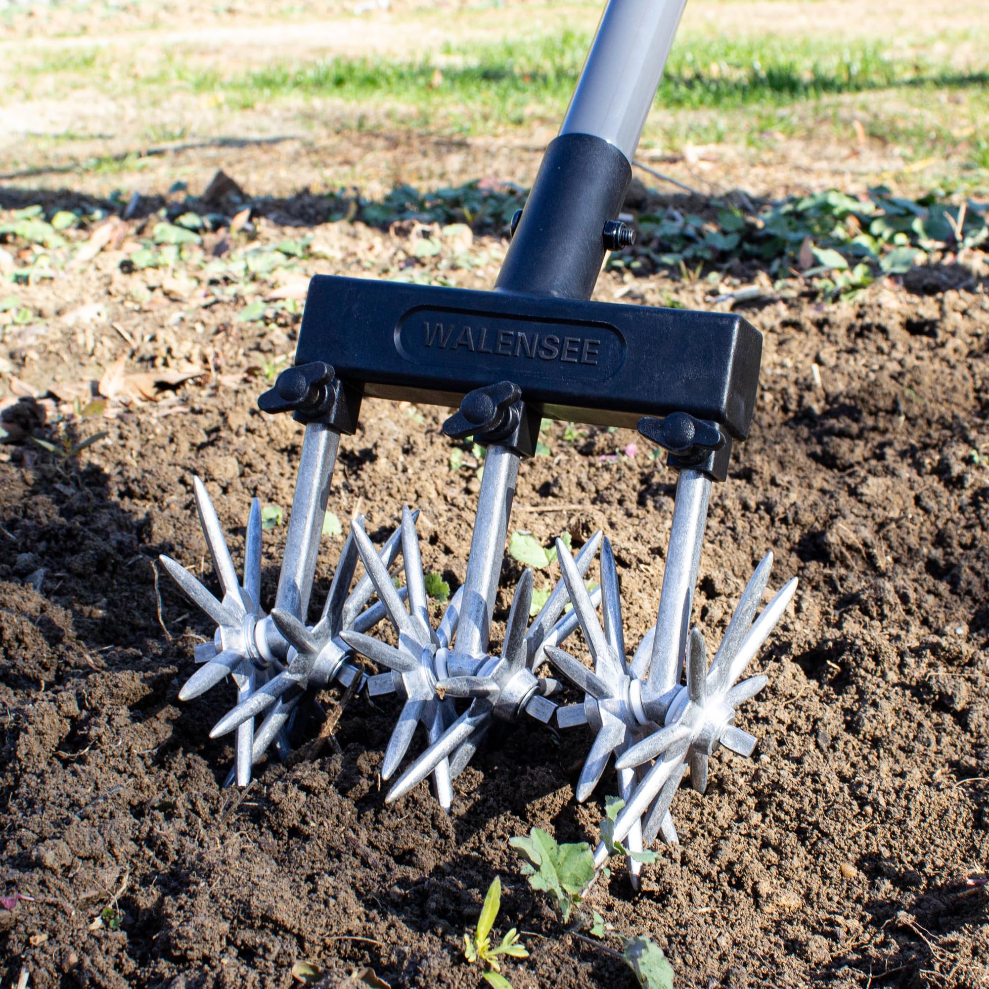 Walensee Rotary Cultivator, Hand Tiller for Soil Mixing or Reseeding