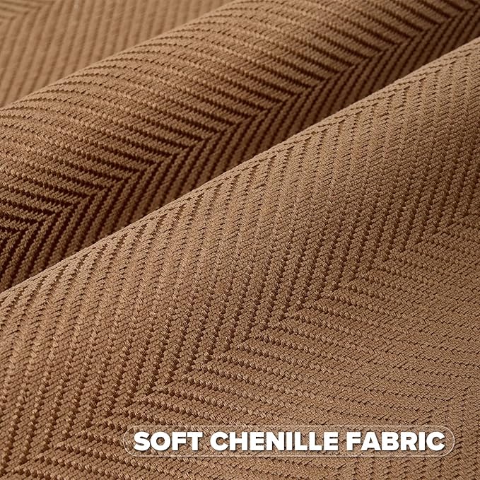 FUTEI Rust Chenille Throw Pillow Covers 20x20 Inch Set of 2,Soft Wide Chevron Textured Cushion Case,Farmhouse Home Decor for Couch Bed Living Room