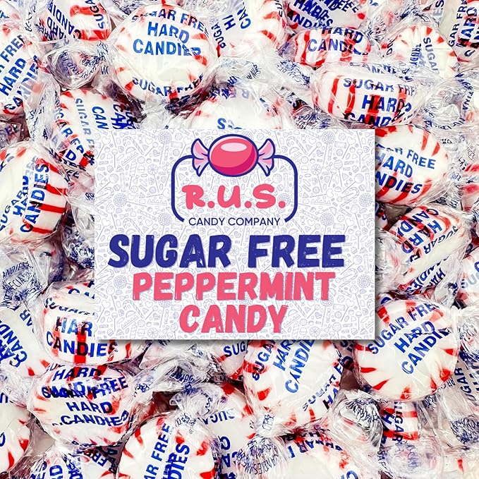 Sugar Free Peppermint Hard Candy Starlight – About 75 Individually Wrapped Breath Mints – Bulk 1 Pound Bag – Refreshing Mint Flavor – Keto Friendly, Diabetic Candy, Gluten Free