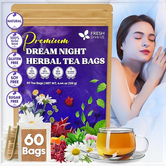 Refreshing Mint Herbal 60 Tea Bags – Special Blend Of Spearmint and Peppermint with Chamomile, and Top Herbal Ingredients for Digestive Comfort & Relaxation, Caffeine-Free, Naturally Sweet, Non GMO