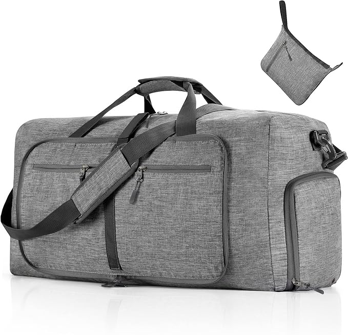 Vomgomfom 65L/85L/115L Foldable Travel Duffle Bag, Lightweight Checked Luggage with Shoe Compartment, Water-Resistant Weekender Overnight Bag for Men & Women