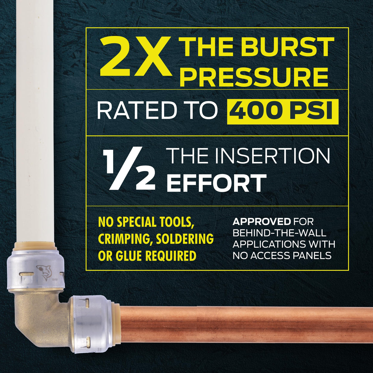 SharkBite Max 1 Inch x 1 Inch x 3/4 Inch Reducing Tee, Pack of 3, Push To Connect, PEX Pipe, Copper, CPVC, PE-RT, HDPE, UR416