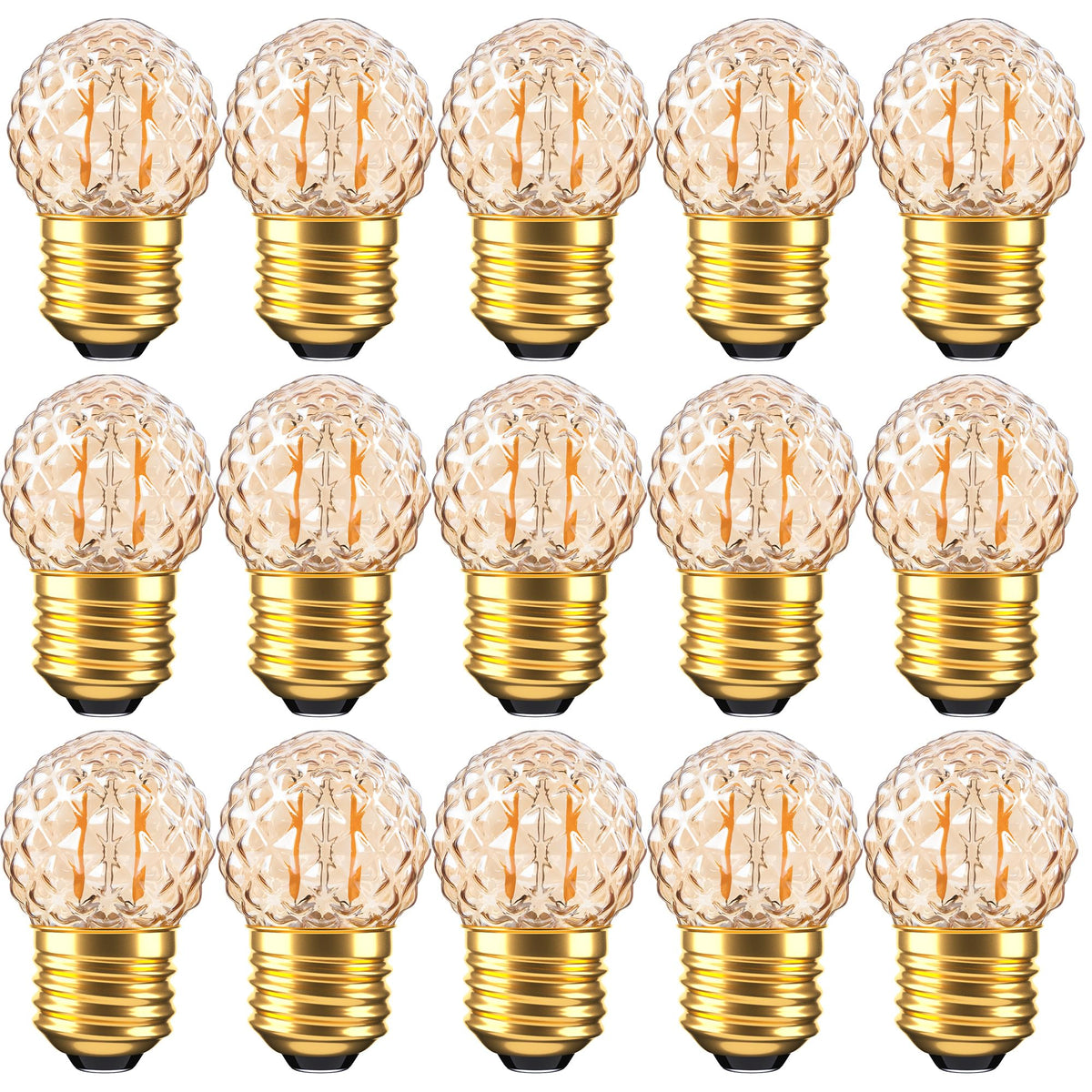 Grensk E26 Low Wattage LED Light Bulbs,1Watt Small Edison Bulbs Equivalent to 10W Amber Light Bulbs,2200K Warm White,80Lumens,15pcs.