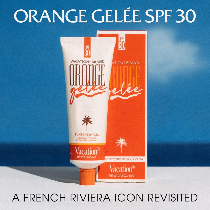 Vacation Orange Gelée SPF 30 Sunscreen Gel and Tube Key Bundle, 3.12 Fluid Ounces - Hydrating Balm-to-Oil Tanning Gel, Transparent, Water-Resistant, Travel Size