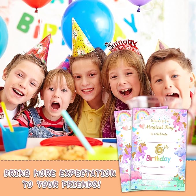 6th Birthday Party Invitations, 20-Count Magical Day Birthday Party Invites With Envelopes-HBYQK-B11