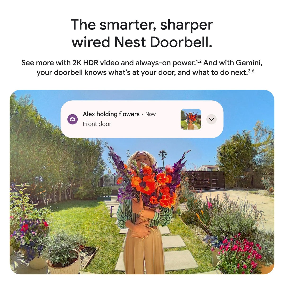 Google Nest Doorbell (Wired, 3rd Gen) - 2K Video and Gemini, Live View, Night Vision, 2-Way Audio - Works with Google Home - 2025 Model - Linen