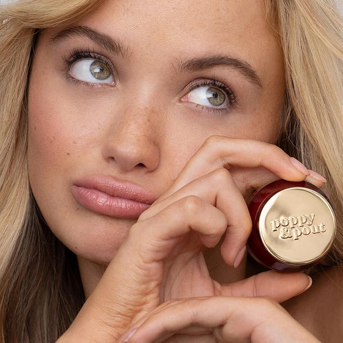 Poppy & Pout Natural Lip Scrub, Moisturizing Sugar Scrub for Dry Lips, Lip Scrubber Exfoliator with Essential Oils Smooths and Hydrates Lips, In Recyclable Glass Jars, Cruelty Free - Blood Orange Mint