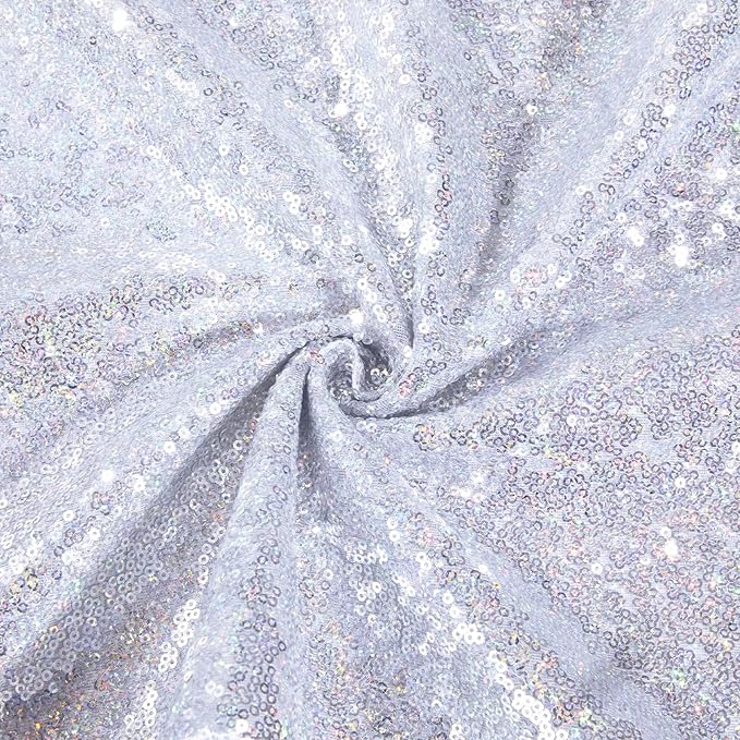 B-COOL 4 Panels Laser Silver Sequin Backdrop Curtains 2ftx8ft Disco Party Backdrop Fabric for Party Birthday Ceremony Backgroumd Decorations
