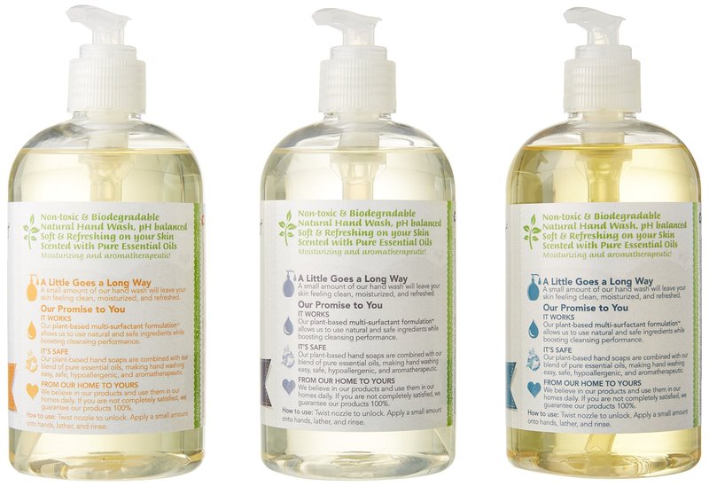 Natural Flower Power Liquid Hand Soap Variety Pack, Citrus and Spice/Lavender/Lemongrass, 12 oz.