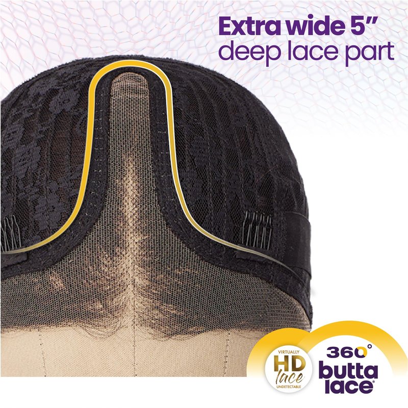 Sensationnel Butta 360 Lace Wigs - Unit 2 Wider Parting 360 Degree Lace Glueless Synthetic Preplucked Hairline (1B OFFBLACK)