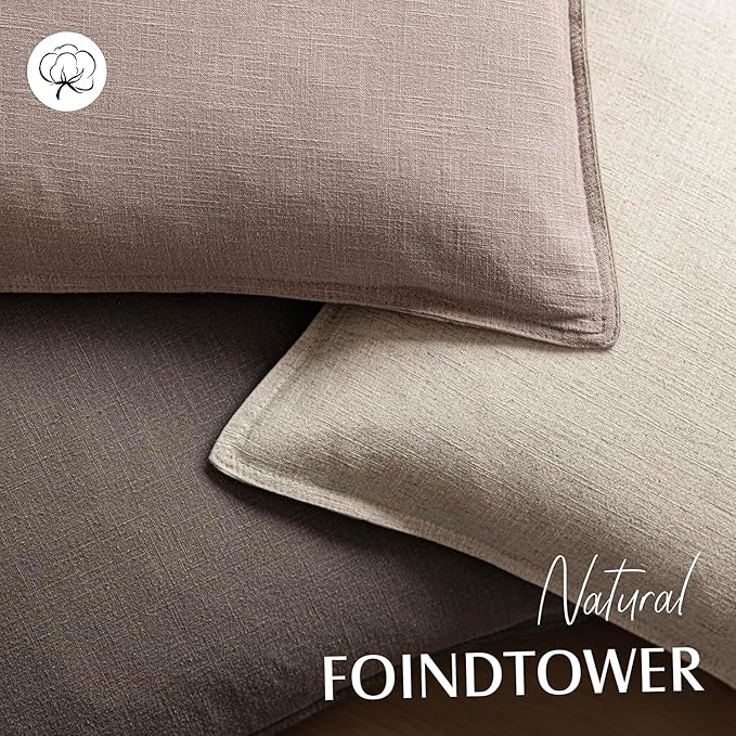 Foindtower Pack of 2, Decorative Linen Soild Throw Pillow Covers Accent Lumbar Cushion Case Farmhouse Pillowcase for Chair Couch Sofa Bedroom Living Room Home Decor 12 x 20 Inch Dusty Pink