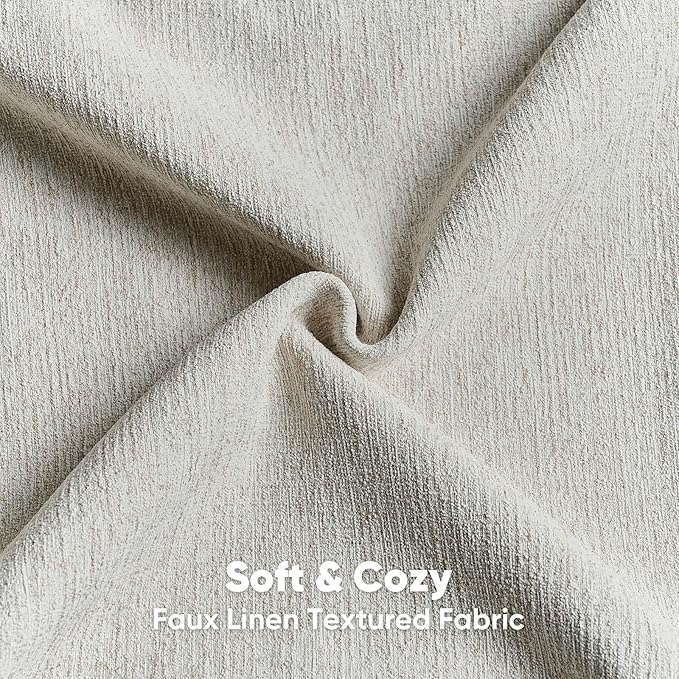 FUTEI Natural White Wood Chenille Decorative Throw Pillow Covers 26x26 Inch Set of 2,Soft Cozy Faux Linen Textured Euro Pillow Shams,Farmhouse Home Decor for Couch Living Room