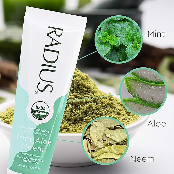 Toothpaste, USDA Organic Mint Aloe Neem, 3 oz, pack of 3