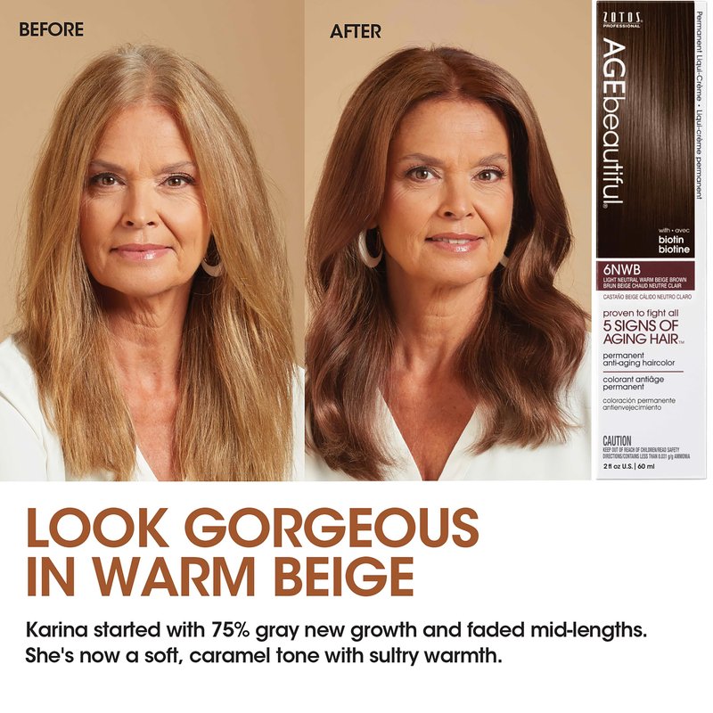 AGE beautiful Permanent Hair Dye 3NV Darkest Neutral Violet Brown - Cool Darkest Brown Hair Color Cream with 100% Gray Coverage, Anti-Aging Biotin Formula for Thicker, Fuller Hair, Salon Quality