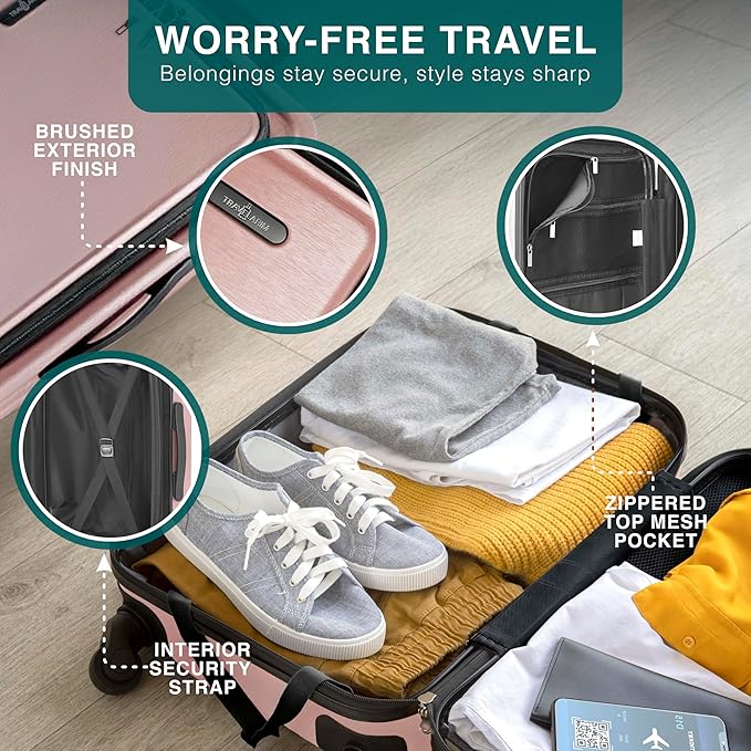 TRAVELARIM 28 Inch Luggage with Spinner Wheels, Hard Shell Suitcase with TSA Locks for Luggage, Travel Large Suitcase, Expandable Hard Shell Suitcases, Pink
