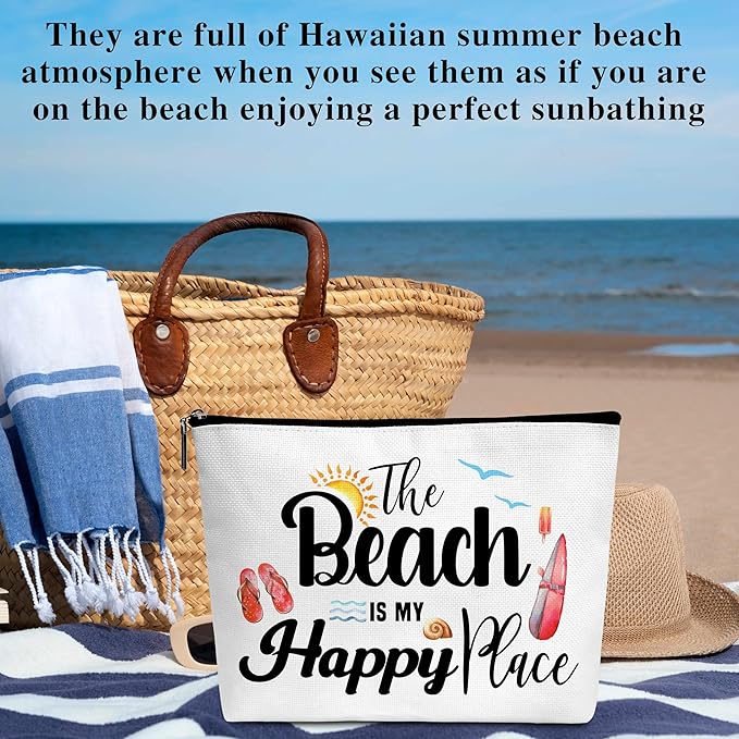 Summer Cosmetic Bag, Cruise Gift Makeup Bag with Zipper for Toiletry Bag Accessories, Beach Lover Gifts for Women Girls Birthday- B05