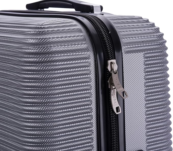InUSA ROYAL Hardside Spinner Luggage with Ergonomic Handles | Spacious Travel Suitcase with Four Spinner Wheels and Studs | 24 Inch Medium Spinner Luggage | Silver