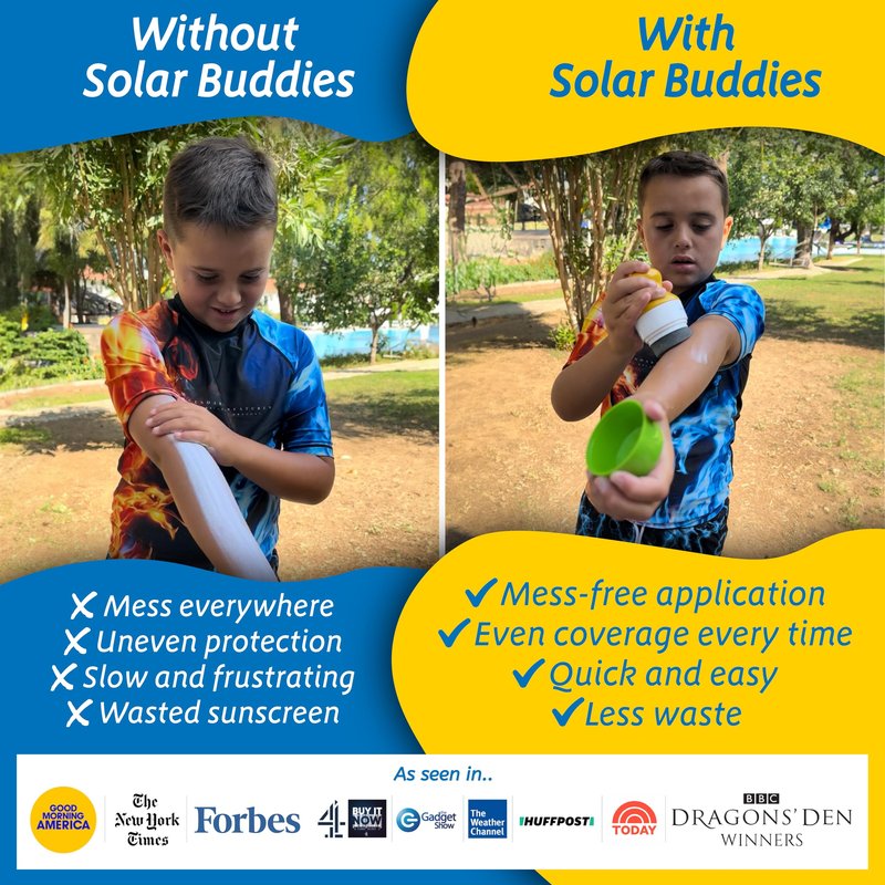 Solar Buddies Sunscreen Applicator – Green– Refillable Roll-on Sponge for Sunscreens & Lotions – For Kids, Adults & Families – Holds 3.4Fl Oz – Perfect for Travel