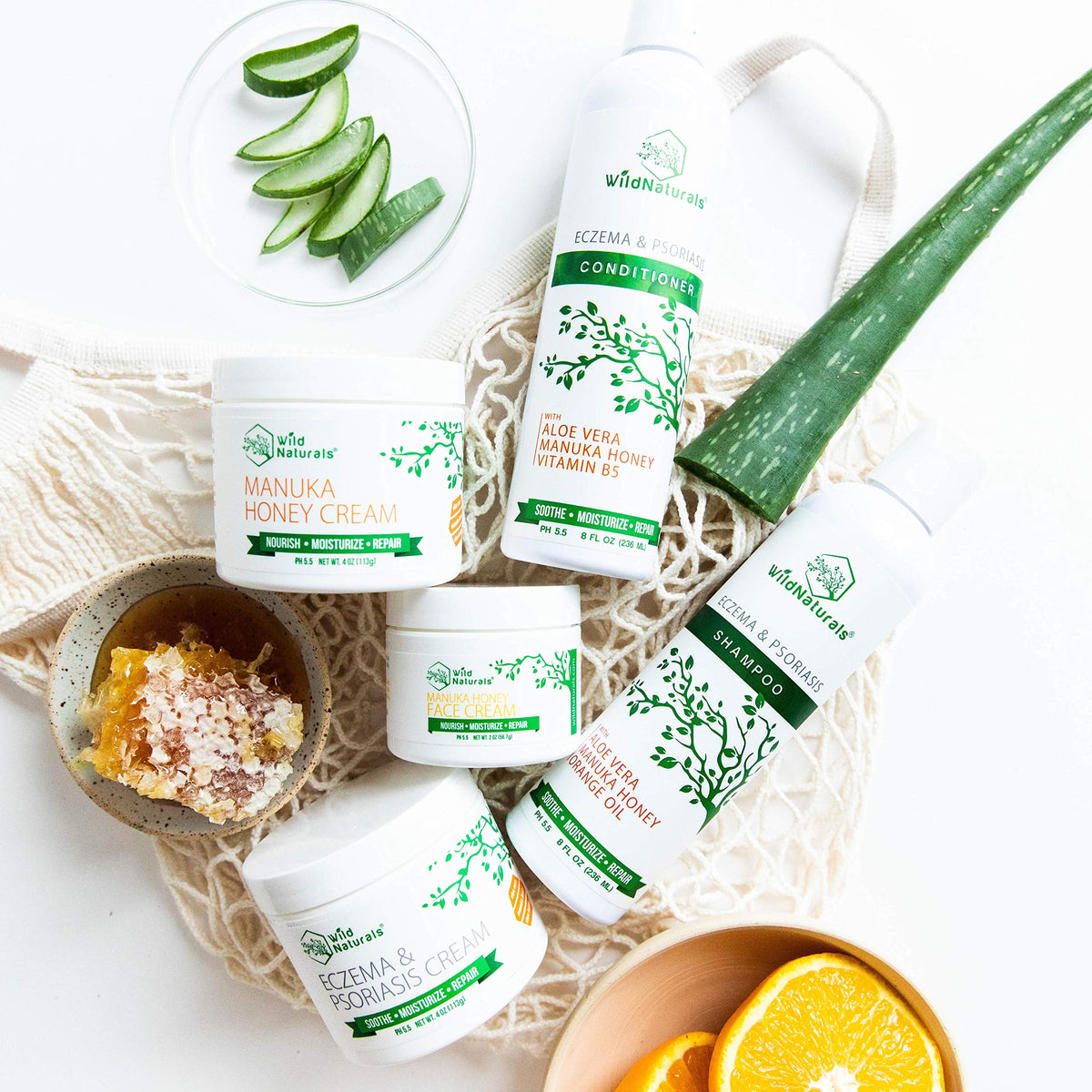 Wild Naturals Gentle Manuka Honey Face Wash - Eczema Facial Cleanser with Aloe Vera Extract, Hydrating & Soothing for Dry, Sensitive Skin - Repairs & Nourishes Irritated & Damaged Skin