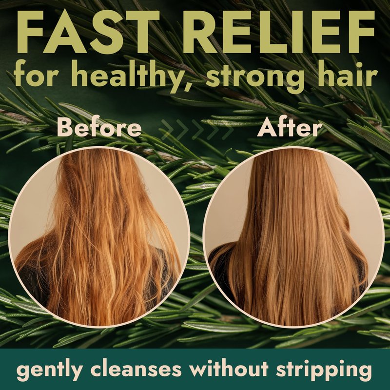 Rosemary Shampoo and Conditioner Set Infused with Tea Tree & Rosemary Oils for Scalp Relief and Hair Growth | Sulfate Free, Soothes Dry Scalp, Boosts Shine + Free Scalp Brush | 16.9 fl oz