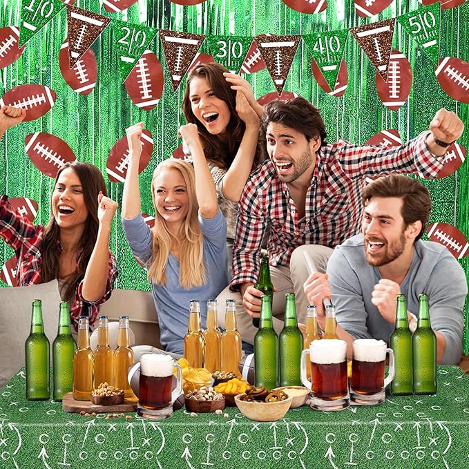 MYUPDALIN 3 Pack Football Party Decorations Football Birthday Decorations Foil Fringe Curtain Backdrop Decorations Photo Props