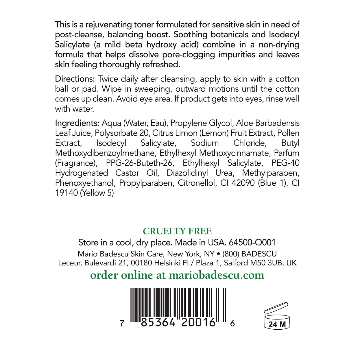 Mario Badescu Keratoplast Cleansing Lotion Toner - Soothing & Rejuvenating Skin Care Face Toner With Aloe Vera, 16 Fl Oz