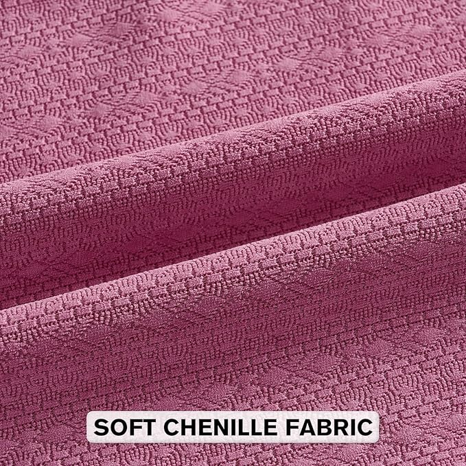 FUTEI Hot Pink Chenille Throw Pillow Covers 20x20 Inch Set of 2,Soft Striped & Diamond Textured Cushion Cases,Modern Home Decor for Couch Living Room