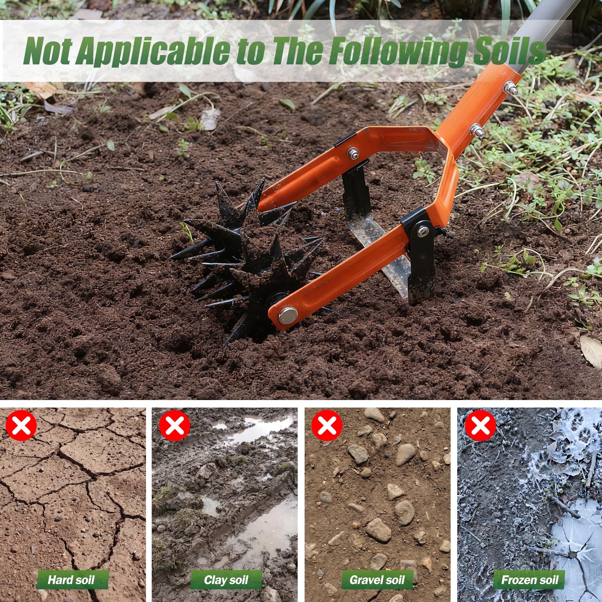 Walensee Rotary Cultivator Garden Tool, 2-in-1 Tiller & Stirrup Hoe