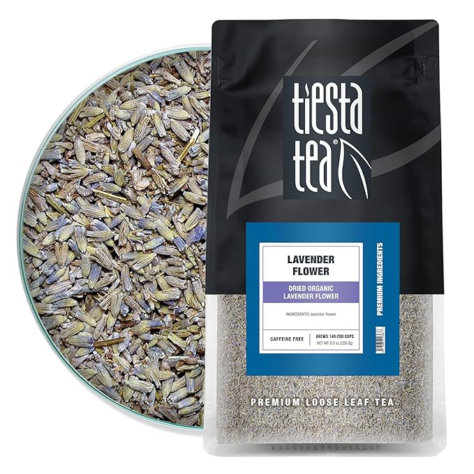 Tiesta Tea - Dried Organic Lavender Flower, Loose Leaf, Premium Non-Caffeinated Blend, Make Hot or Iced, Raw Edible Lavender Buds, Rich Flavors, 8oz Resealable Bulk Pouch