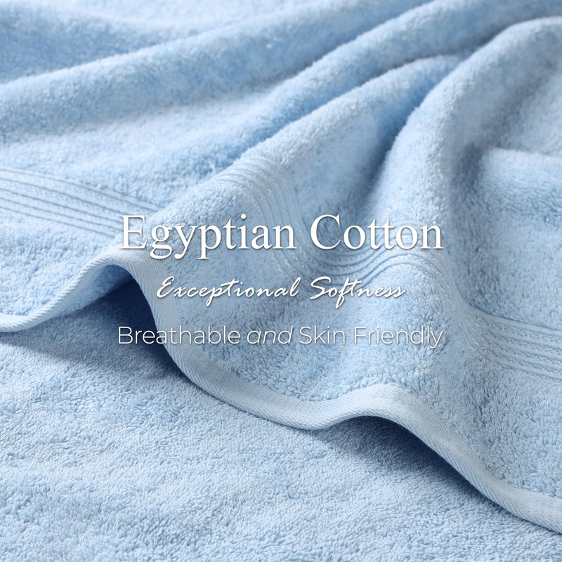 Superior Egyptian Cotton 10-Piece Face Towel Set , Small Towels For Facial, Spa, Quick Dry, Absorbent Towels, Bathroom Accessories, Guest Bath, Home Essentials, Washcloth, Airbnb, Light Blue