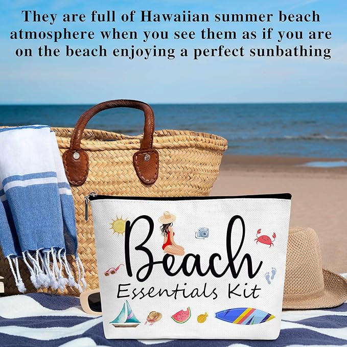 Summer Cosmetic Bag, Cruise Gift Makeup Bag with Zipper for Toiletry Bag Accessories, Beach Lover Gifts for Women Girls Birthday- B14