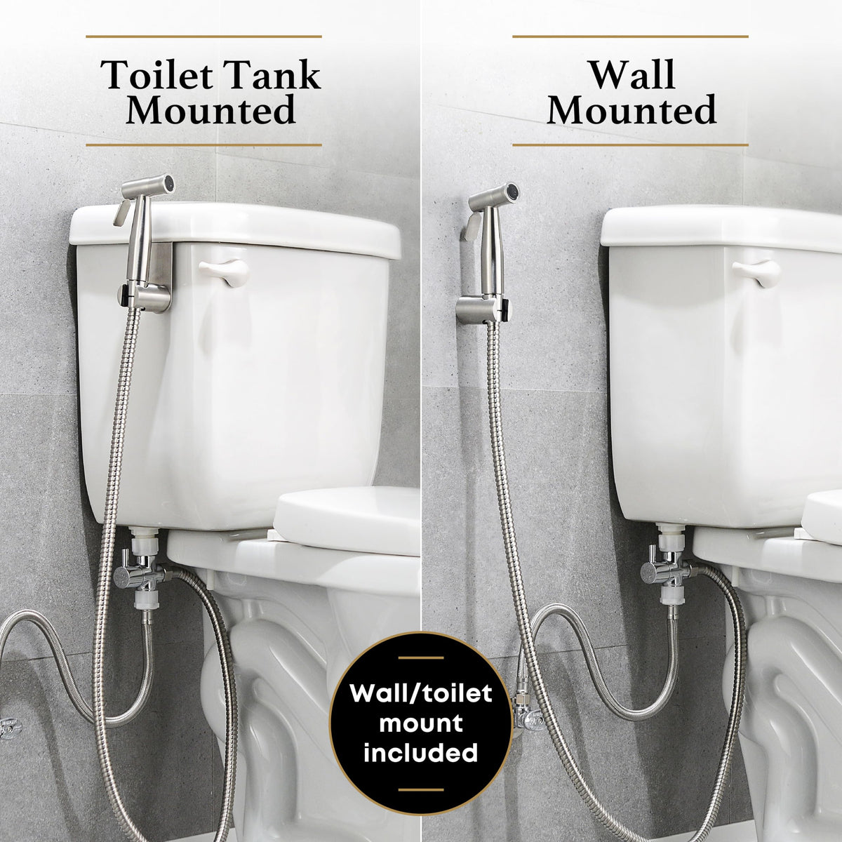 Purrfectzone Bidet Sprayer for Toilet, Handheld Sprayer Kit, Cloth Diaper Sprayer Set - Easy to Install - Stainless Steel