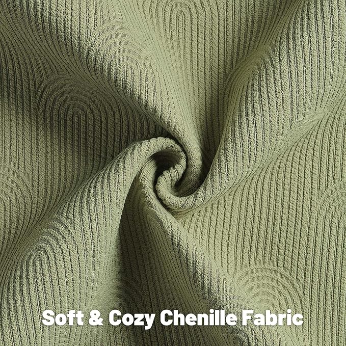 FUTEI Moss Green Chenille Decorative Throw Pillow Covers 16x16 Inch Set of 2,Soft Cozy Striped Geometric Patterns Cushion Case,Modern Home Decor for Couch Bed Living Room