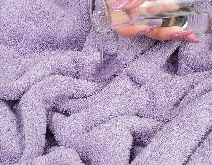 American Soft Linen Luxury 6 Piece Towel Set, 2 Bath Towels 2 Hand Towel 2 Washcloths, 600 GSM 100% Cotton Turkish Towels for Bathroom, Lilac Towel Sets