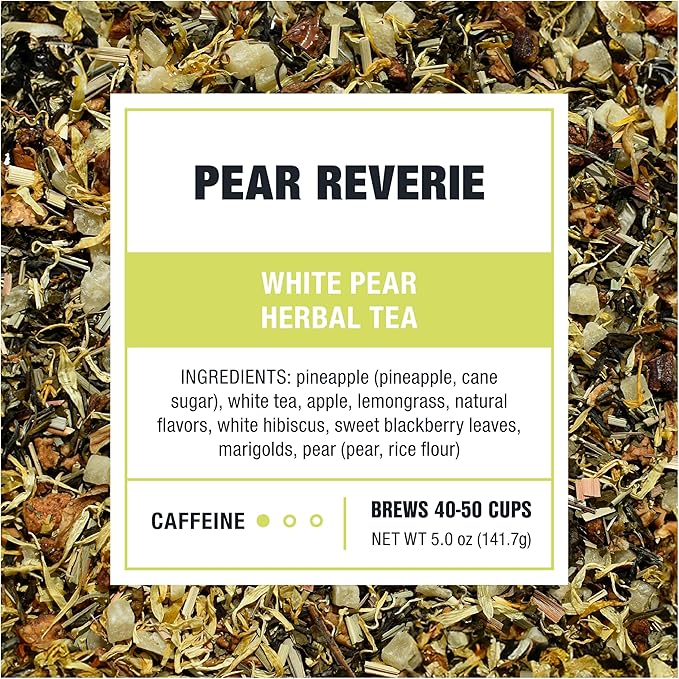 Tiesta Tea - Pear Reverie Tea, Loose Leaf, White Pear Herbal Tea, Premium Low Caffeine Tea Blend, Make Hot or Iced & Up to 50 Cups, 5 oz Refillable Tin