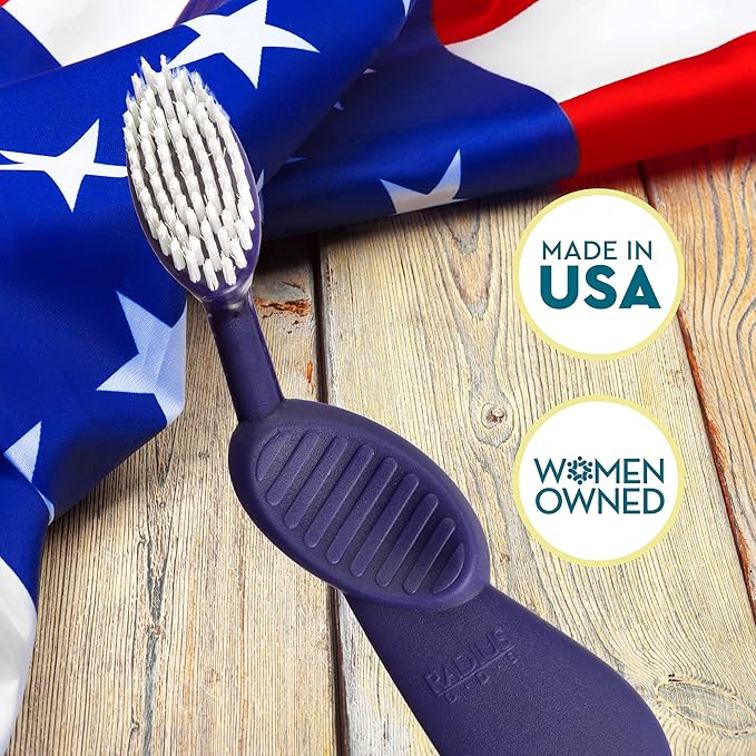 RADIUS Flex Brush with Soft Bristles Toothbrush BPA Free & ADA Accepted Designed to Improve Gum Health & Reduce Issues - Left Hand - Assorted - Pack of 6