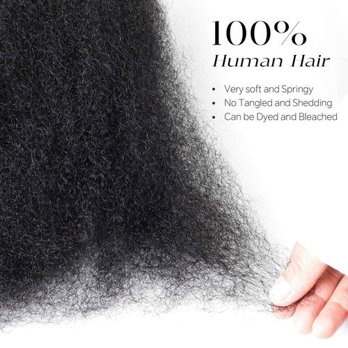 BLL Afro Kinkys Bulk Human Hair, 20 Inch 50 Gram 100% Human Hair for Mini Twist Braiding Dreadlock Loc Extensions Afro Kinky Curly Hair Bulk Black Color (1B, 20 Inch (Pack Of 1))