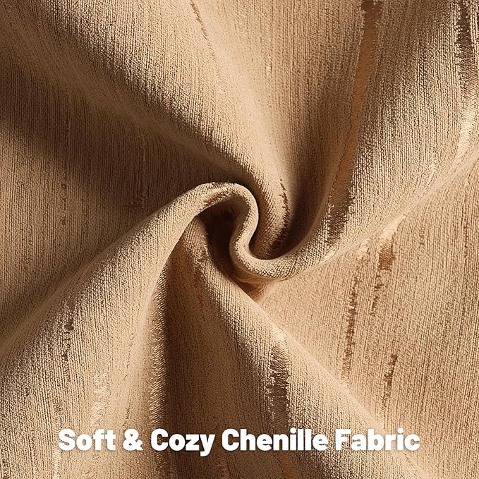 FUTEI Bronze Chenille Decorative Throw Pillow Covers 22x22 Inch Set of 2,Soft Embossed Striped Textured Cushion Case,Modern Home Decor for Couch Bed Living Room