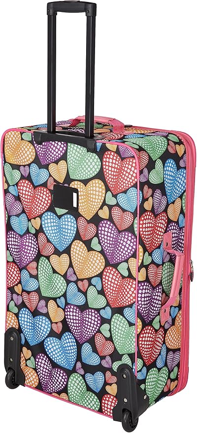 Rockland Jungle Softside Upright Luggage Set, Expandable, New Heart, 4-Piece (14/29/24/28)