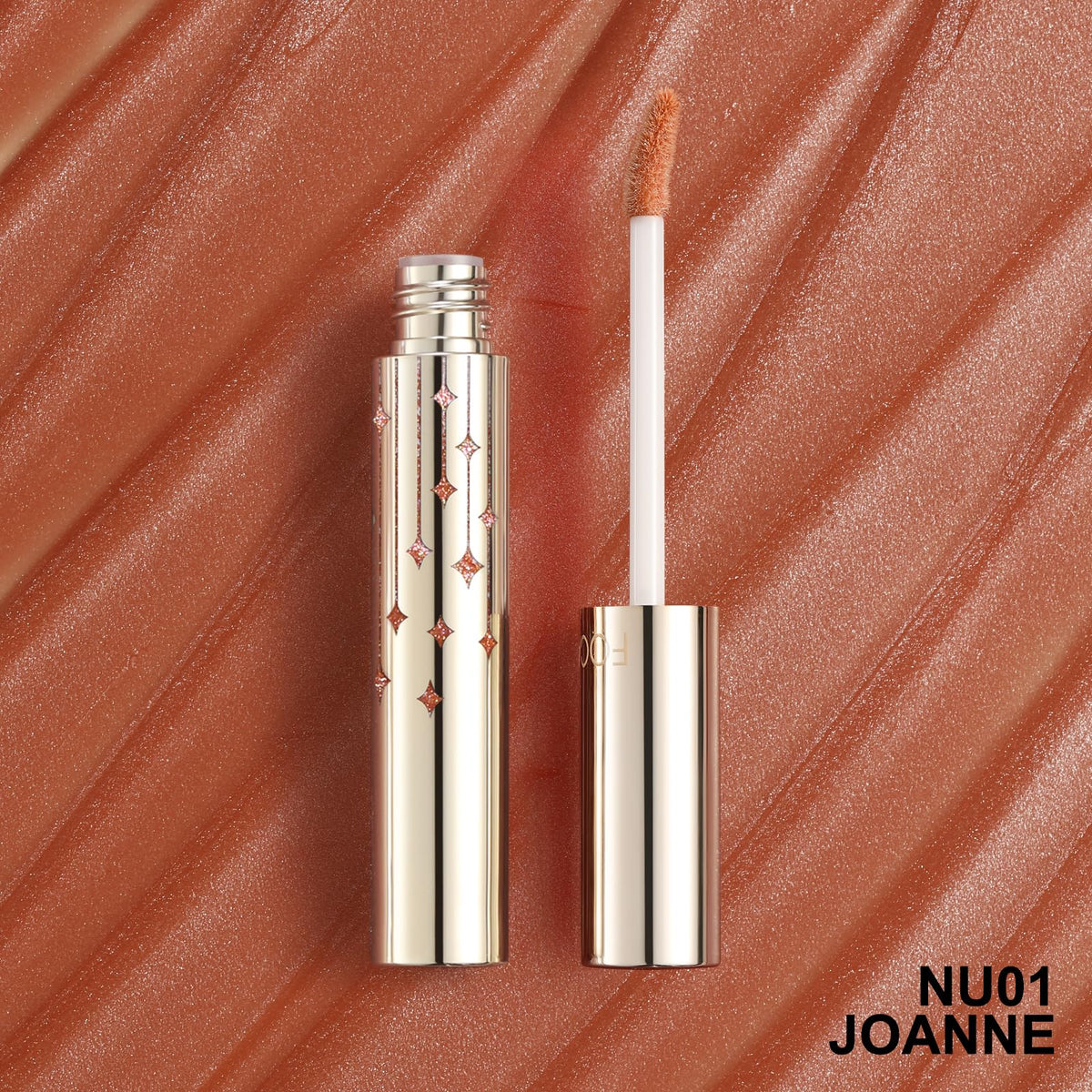 FOCALLURE High Shine Glitter Lip Gloss,Hydrates and Soothes Lips for a Gorgeous,Delivers a Non-sticky Glossy finish,Long-lasting Shine & Fuller-looking Lip Makeup,NU01 JOANNE