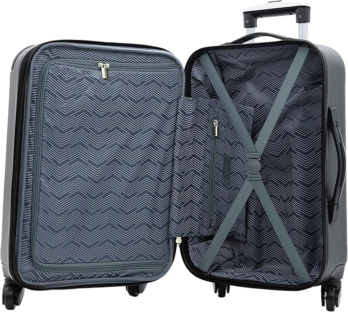 Travelers Club Chicago Hardside Expandable Spinner Luggage, Black, 5 Piece Set