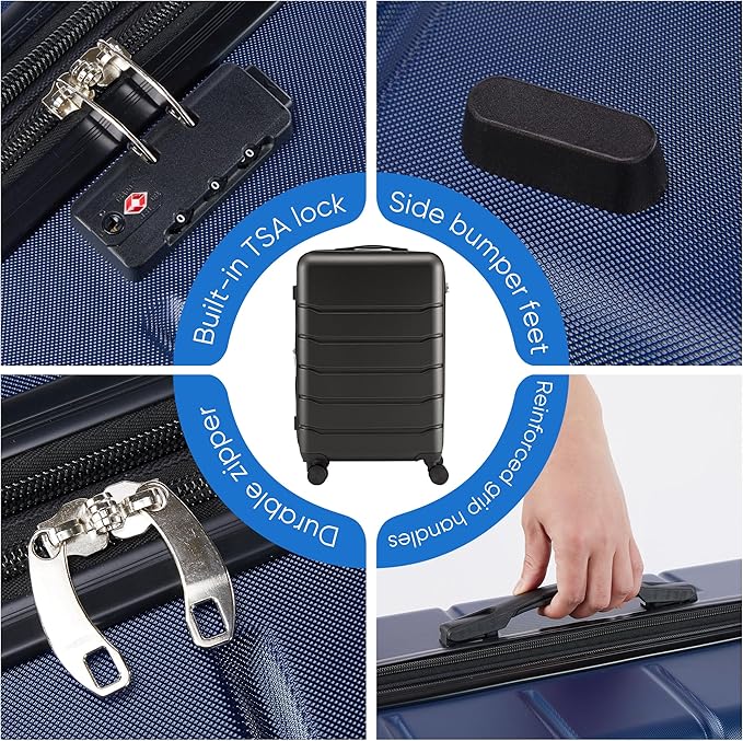 OLIXIS 28 Inch Luggage, Hardside Checked Suitcase with Spinner Wheels, Lightweight ABS Hard Shell Travel Luggage, TSA Approved Lock, Expandable Large Suitcase for Business & Travel–Blue