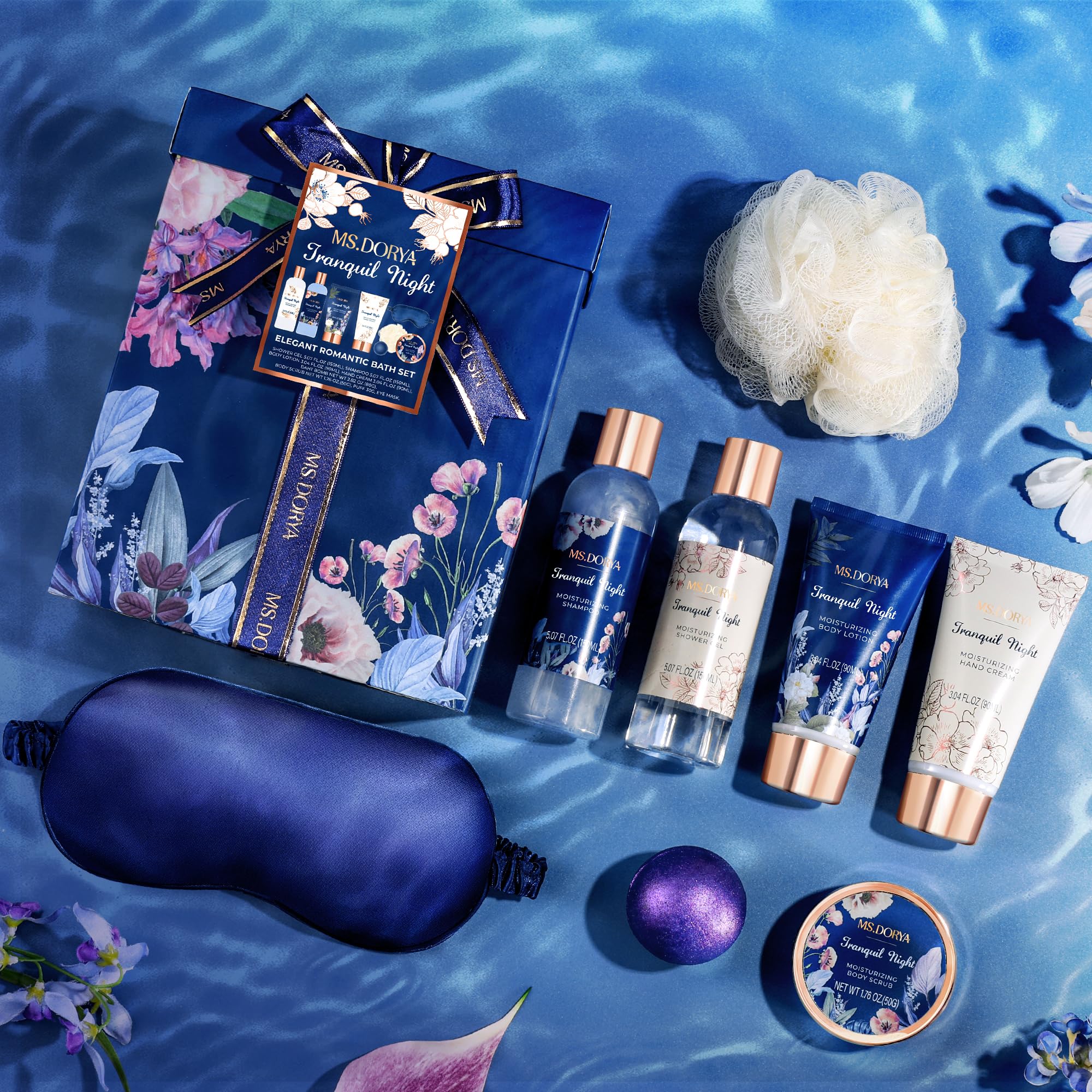 Women's Birthday Spa Gifts- Birthday Bath Gift Sets with Body Lotion, Shower Gel, Hand Cream & Body Scrub - Lavender Chamomile Scent Self Care Gifts for Women Wife Girlfriend - Relaxing Home Spa Kit