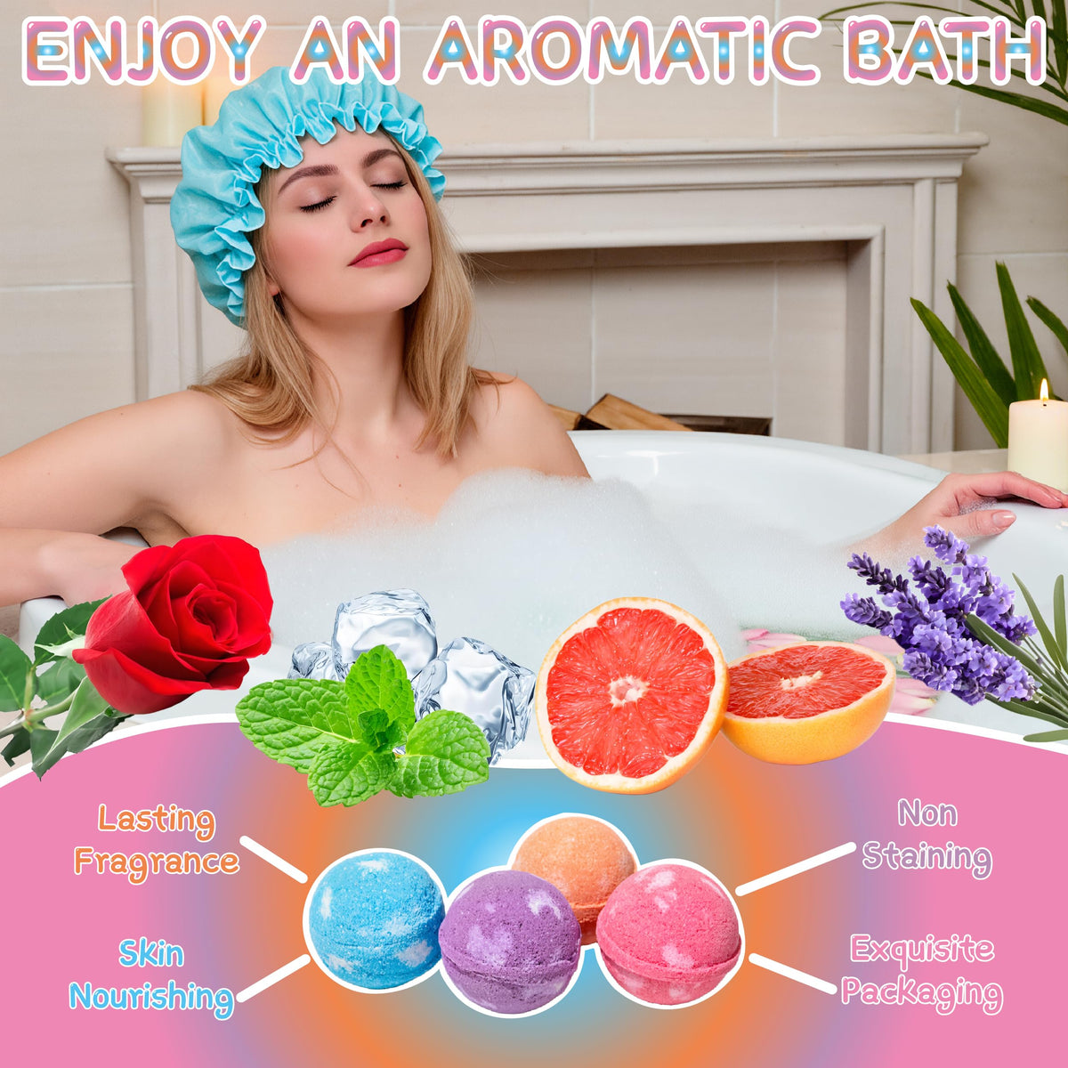 Bath Bombs for Women Gift Set,Handmade SPA Bubble Bath for Relaxing,Gift for Her/Him, Women, Wife, Mother,Four Styles and Four Fragrance（8pack）