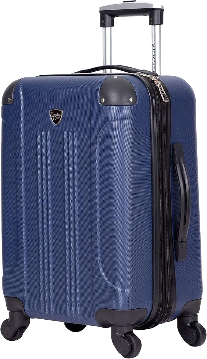Travelers Club Chicago Hardside Expandable Spinner Luggage, Navy Blue, 3 Piece Set