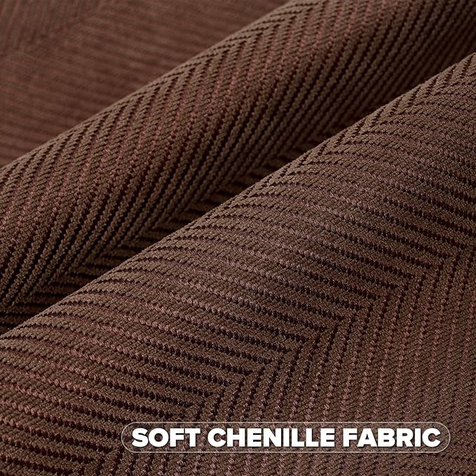 FUTEI Dark Brown Chenille Throw Pillow Covers 12x20 Inch Set of 2,Soft Wide Chevron Textured Lumbar Pillow Cases,Farmhouse Home Decor for Couch Bed Living Room