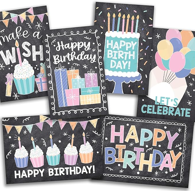 Hadley Designs Happy Birthday Cards Bulk with Envelopes - 24 Assorted Birthday Cards for Kids & Adults, Bulk Greeting Card Pack for Office, Blank Generic Bday Notecards with Envelopes, Designed in USA