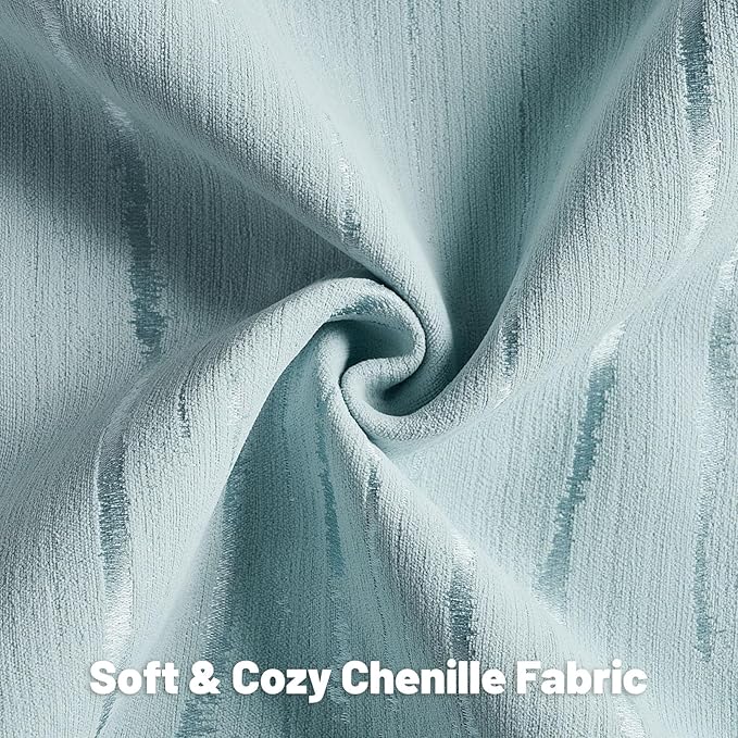 FUTEI Light Blue Chenille Decorative Throw Pillow Covers 12x20 Inch Set of 2,Soft Embossed Striped Textured Lumbar Pillow Cases,Modern Home Decor for Couch Bed Living Room