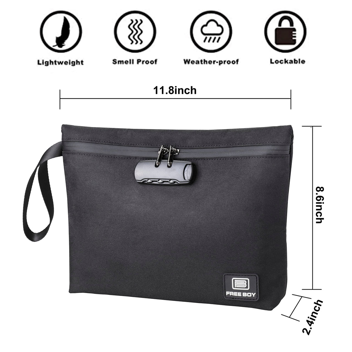 Free Boy 11.8"x8.6"Smell Proof Bags,Odor Proof Bag with Combination Lock,Smell Odor Case Container
