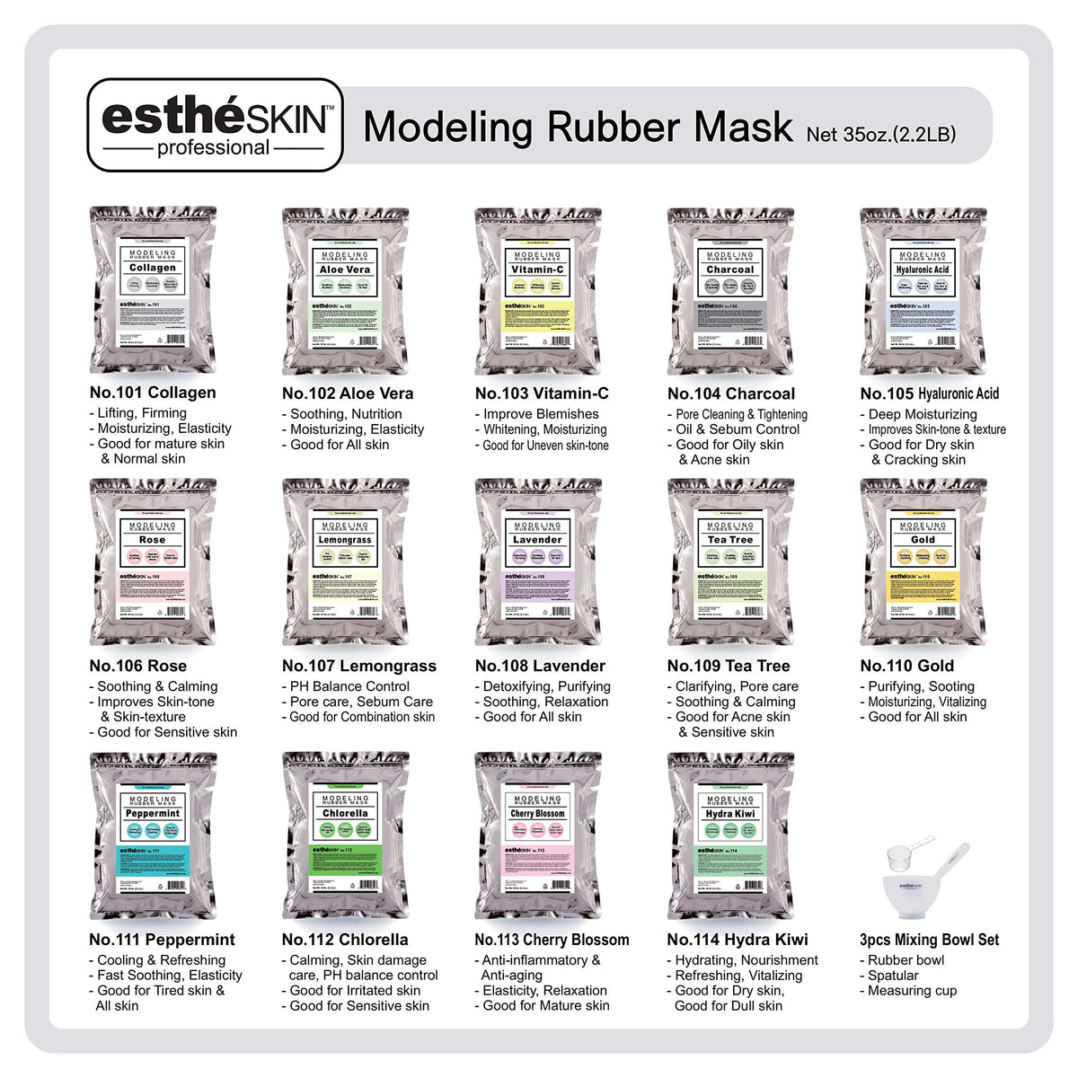 estheSKIN No.101 Collagen Peel Off Type Modeling Rubber Mask for Facial Skin Care Treatment, 35oz